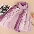 New arrival color gradient clip cord scarf cotton nylon flower design ombre scarf wholesale china
